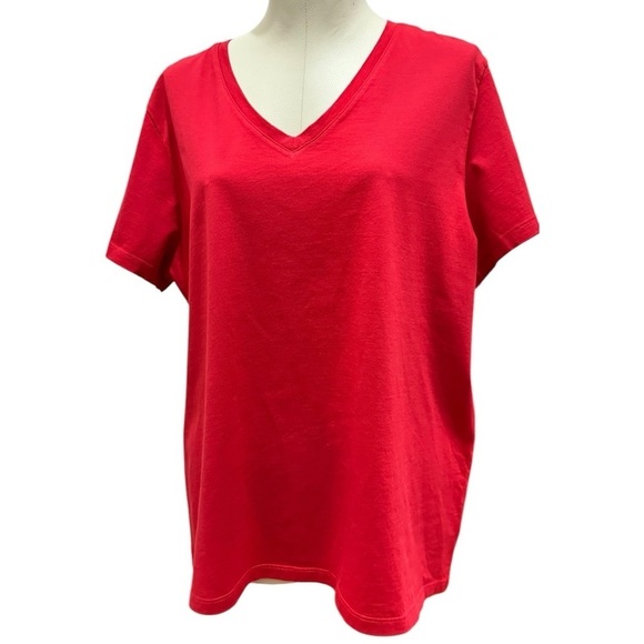 017 NWOT | Land’s End | Peru Women's Relaxed Supima Cotton Red Crew Neck T-Shirt - Picture 3 of 11